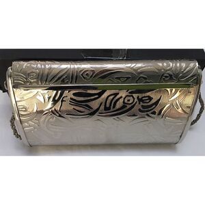 Vintage Lisette Silver Tone Metal Evening Purse Bag Made In Italy